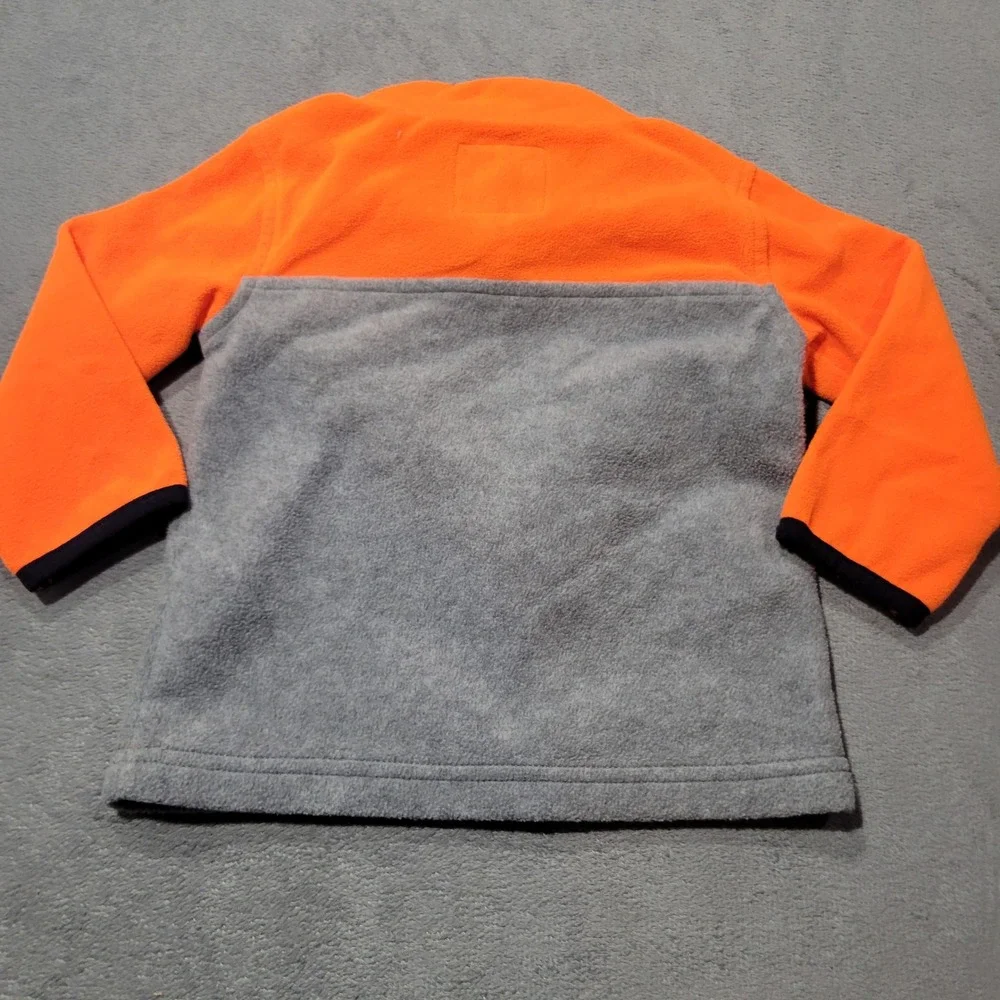 OshKosh Fleece Pullover Kids 18M Orange Gray Bgosh Quarter Zip Colorblock Sporty